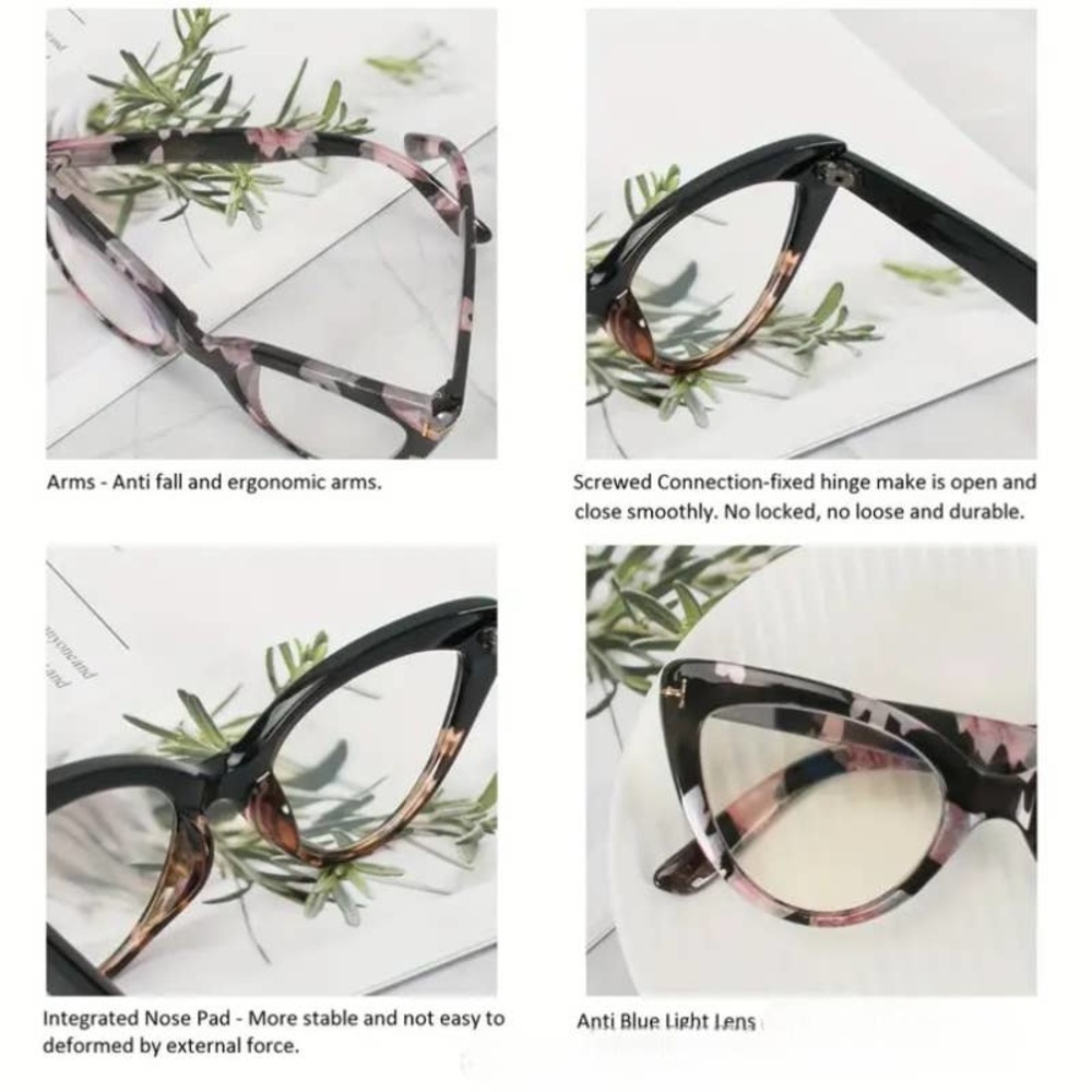 *NEW* Women's Cat-eye Over-Sized Reading & Blue Light Glasses - Picture 3 of 3